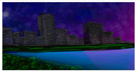 City at Night drawn with Sketch Mate Advanced